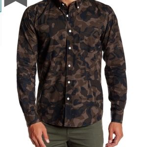 SATURDAYS NYC Camo Cotton Button Down